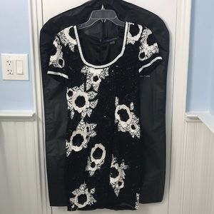 Black and white beaded cocktail dress